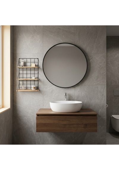 3 Katlı Dekoratif Duvar Rafı, Siyah Metal Izgara Ve Doğal Ahşap Raf, Banyo, Mutfak, Baharatlık Kitaplık Organizer Ahşap - Siyah