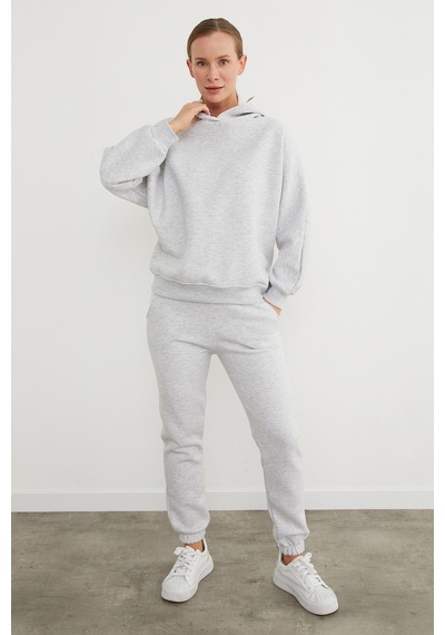Fullamoda 3 İplik Basic Kapüşonlu Jogger Eşofman Takımı Grimelanj