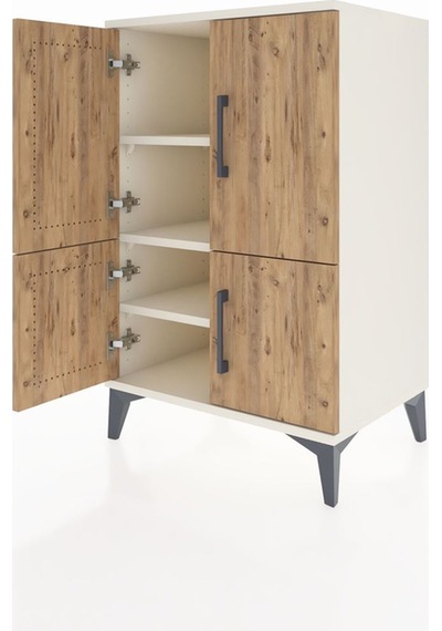 Hyperion Komodin 3 Raflı 4 Kapaklı 60x44x96 Aytaşı-çam Aytaşı
