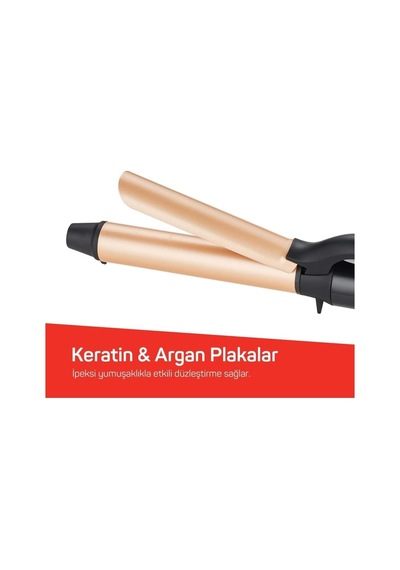 Ar5186 Volume Pro Seramik Plakalı Saç Maşası, 25 Mm, Kalın Bukle, Keratin Ve Argan Yağlı, Siyah