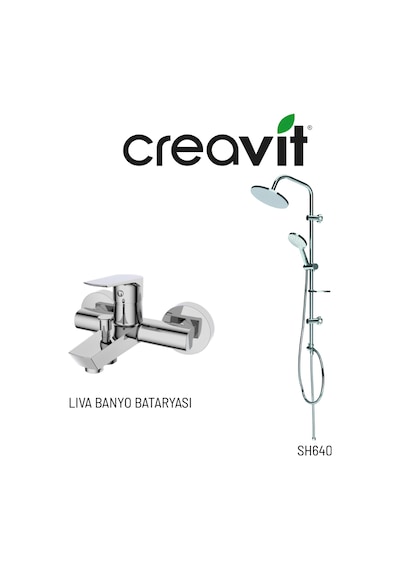 Creavit Sh640 Tepe Duş Sistemi Ve Liva Banyo Bataryası Lv2500 Krom