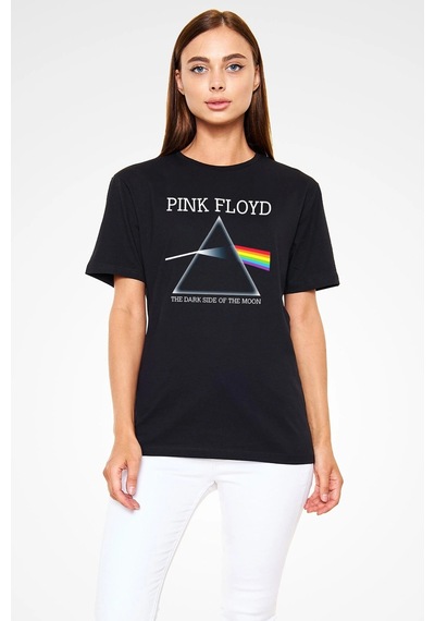 Startmore Adrift Pink Floyd Baskılı Unisex Beyaz Tişört Siyah