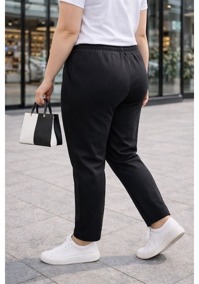 Cedy Denim Yüksek Kalite Siyah Büyük Beden Bayan Yüksek Bel Çelik Örme En-boy Likralı Dar Paça Pantolon