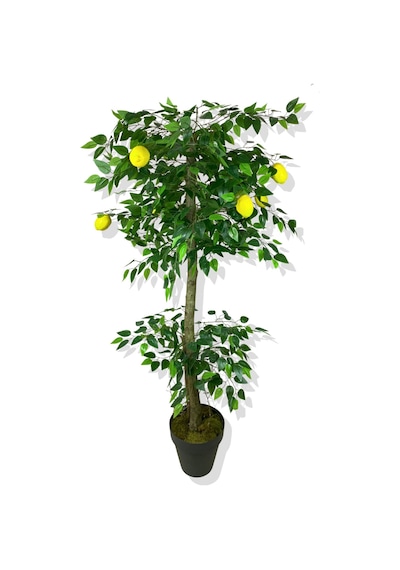 Cihan Çiçekçilik Limon Ağacı 160 Cm Yapay Ağaç Üretim Saksısı Beyaz- Yeşil