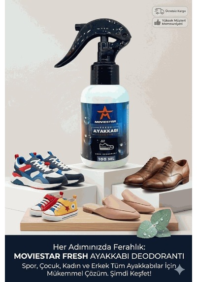 Qramed Moviestar Orthopedix Ayakkabı Deodorantı Koku Giderici Sprey 100 Ml Trigerli Çok Renkli