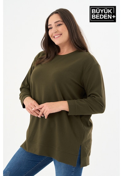 Süperlife Kadın Tunik Büyük Beden İnce Sweatshırt Spr26btk990 Haki