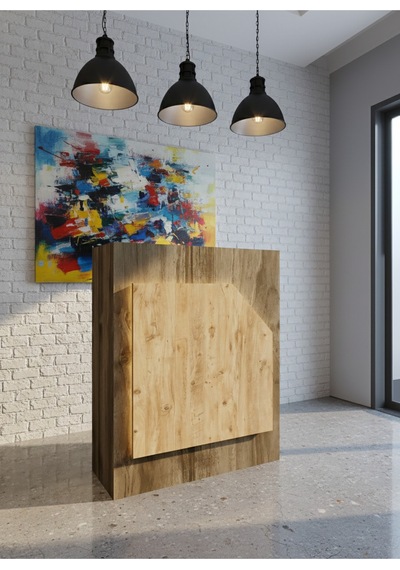 Resital Ledli Karşılama Bankosu G-90 Cm Ofis Kasa Resepsiyon Masası Banko-002-2-6