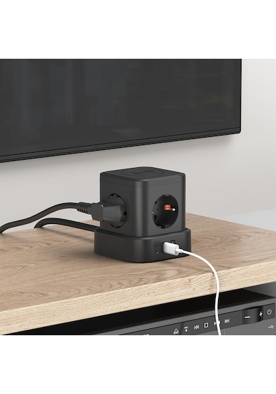 4'lü Priz Küp Çoklayıcı 2 Usb 2 Type-c 5w Kablosuz Şarjlı 2 Metre Kablolu Akım Korumalı Priz 1 - 3 M