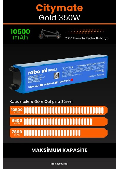 Citymate Gold 350w / 36v 10500mAh Elektrikli Scooter Bataryası