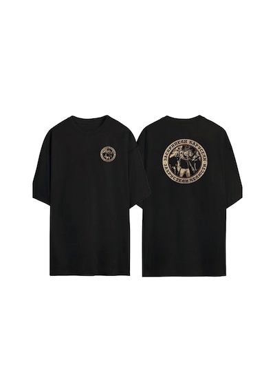 Thewert Unisex Shadow Fight Ön Arka Baskılı Sıyah Oversize T-shirt Siyah
