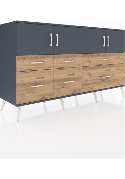 Kronos Konsol 4 Raflı 6 Çekmeceli 4 Kapaklı 176x59x99 Antrasit-an Antrasit-antrasit/çam Kronos Konsol 4 Raflı 6 Çekmeceli 4 Kapaklı 176x59x99 Antrasit-an Antrasit-antrasit/çam