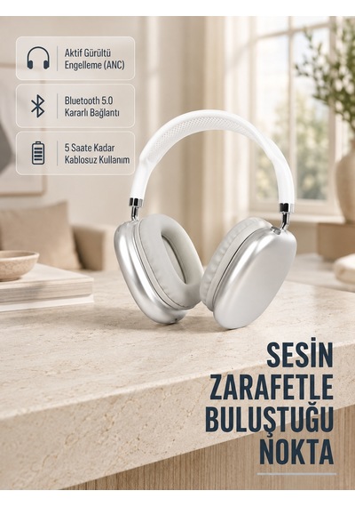 Bluetooth 5.0 Kulak Üstü Kulaklık Uzamsal Ses, Gürültü Engelleme, Ergonomik Tasarım - Lisinya