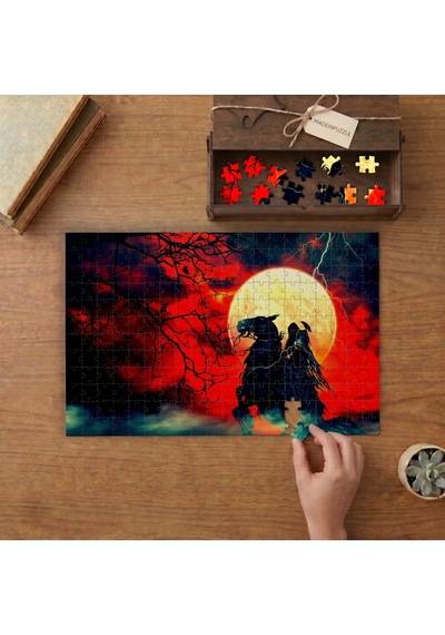 Gece - Atın Üstündeki Asker Tasarımı 240 Parça Ahşap Puzzle Ahşap Kutuda Mpy10407