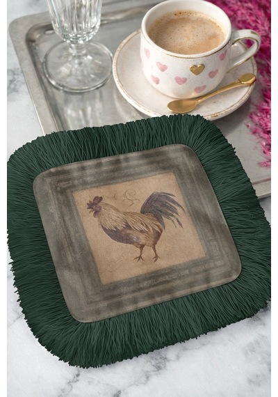 Vintage Horoz Çizimli Saçaklı Sunum Dekorasyon Mendili-doğal Country Rustik Yeşil Kahve Yanı Peçete Koyu Orman Kül Vintage Horoz Çizimli Saçaklı Sunum Dekorasyon Mendili-doğal Country Rustik Yeşil Kahve Yanı Peçete Koyu Orman Kül