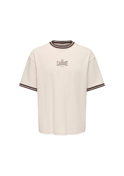 Only & Sons Classiques Caspian Erkek Krem Tişört 22037720-wty