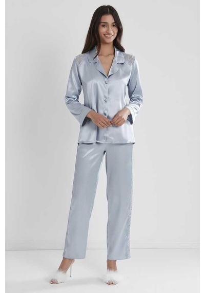 Pierre Cardin Mist Kadın Sırtı Dantel Saten Pijama Takımı 1438 001