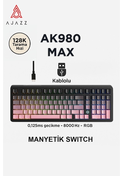 Ak980 Max He Manyetik Switch Klavye- 128k Tarama Hızı-0.125 Ms Ultra Düşük Gecikme-8000 Hz