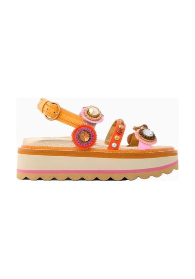 Kurt Geiger Octavia Slingback Platform %100 Deri, Modern Kadın Topuklu Sandalet Turuncu