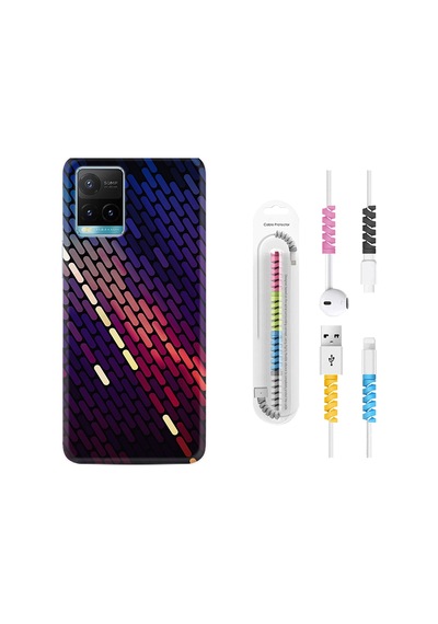 Vivo Y32 Kılıf Kablo Koruyuculu Line Neon 1805