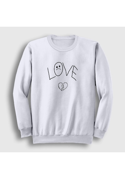 Presmono Unisex Love Lil Peep Sweatshirt Beyaz