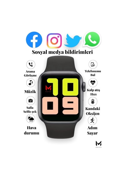 Akıllı Saat Nabız Ve Tansiyon Ölçer Arama Özellikli Çift Tuş Aktif T500 Son Sürüm Ios/androıd Uymlu