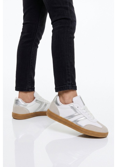 Lento Beyaz-gümüş Bağcıklı Hafif Rahat Unisex Yürüyüş Ve Spor Ayakkabı Sneaker 234750 Beyaz - Gümüş