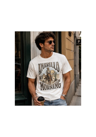 Qmen Style Unisex Basic Baskılı T-shirt Amarillo By Morning Beyaz %100 Pamuk