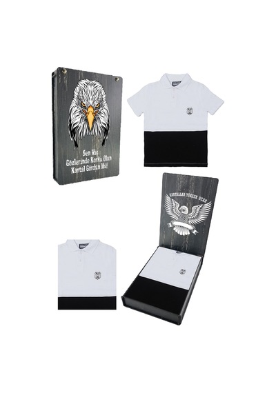 Beşiktaş Polo Yaka Çocuk T-shirt + Ahşap Kutulu 001