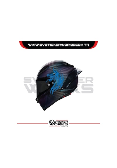 Yılan Sticker Kask Sticker Kasklar Uyumlu Tek Yön 1 Adet Mavi