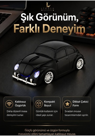 Klasik Siyah Beetle Vosvos Tasarımlı 2.4g Kablosuz Mouse Usb Alıcılı Araba Şeklinde Optik Mouse Çok Renkli Diğer Klasik Siyah Beetle Vosvos Tasarımlı 2.4g Kablosuz Mouse Usb Alıcılı Araba Şeklinde Optik Mouse Çok Renkli Diğer