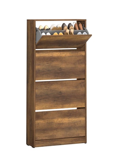 Flat Duo 4 Katlı Geniş Ayakkabılık-koyu Ceviz Oslo Ceviz 73x157x26 Cm Gxyxd Ceviz