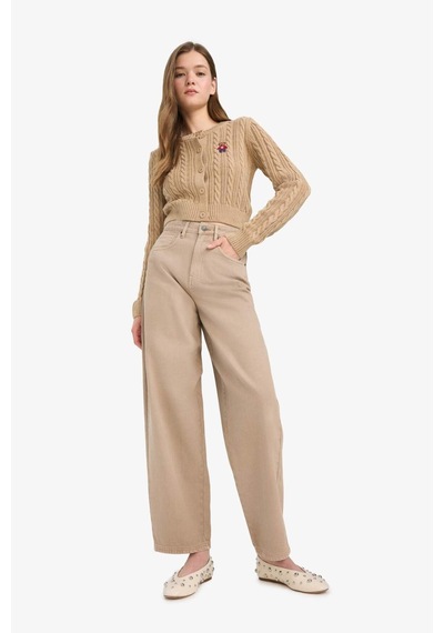 Defacto Coool Regular Fit Bisiklet Yaka Hırka E8237ax25wnbn268 Kahve