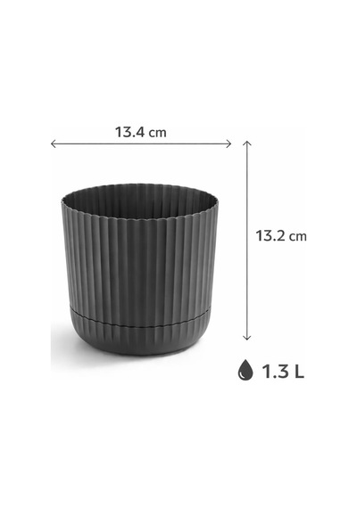 Omnipazar Krs-261 Zeraf Dekoratif Tabaklı Saksı Takımı 1.3 Litre No:1 Antrasit 116
