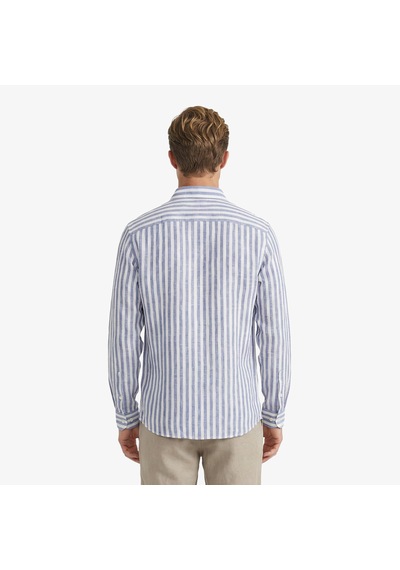 Nautica Erkek Koyu Mavi Regular Fit Çizgili Keten Gömlekçizgiliw65451t