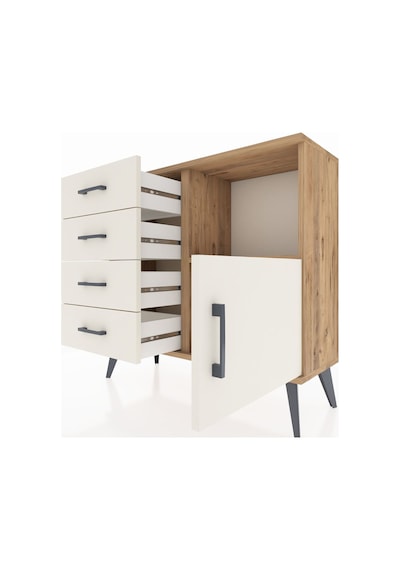 Arges Şifonyer Tek Raflı 4 Çekmeceli Tek Kapaklı 88x30x80 Çam-aytaşı Aytaşı