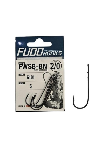 Fudo 6101 No:2/0 Fudo Worm Ssb Black Nikel Olta İğnesi 5 Adet