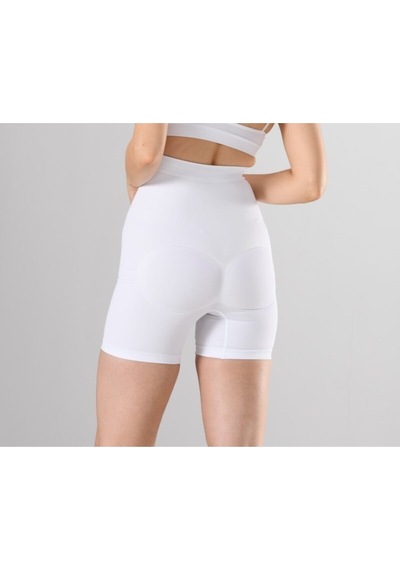 Nacar Store Kadın 1 Beden Küçülten Yüksek Bel Boxer Slikonlu Beyaz Renk Dikişsiz Korse