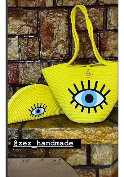 Zez Handmade Kadın Plaj Çantası Sarı