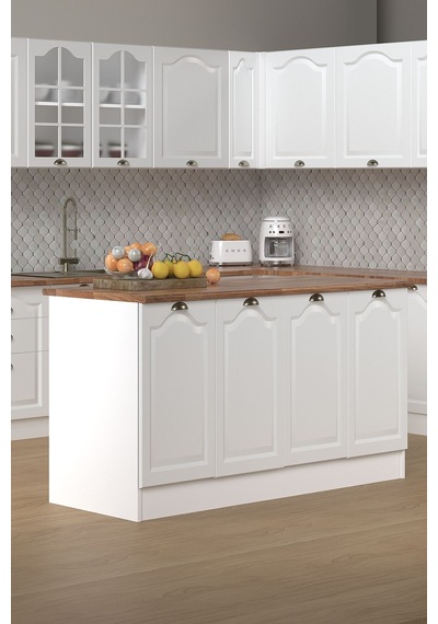160 Cm %100 Mdf Greena White Ada Mutfak, Modern Mutfak Adası, Mutfak Yemek Masası, Bar Masası Beyaz