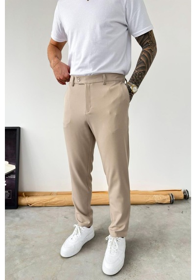 Bej Basic Regular Fit Kumaş Pantolon
