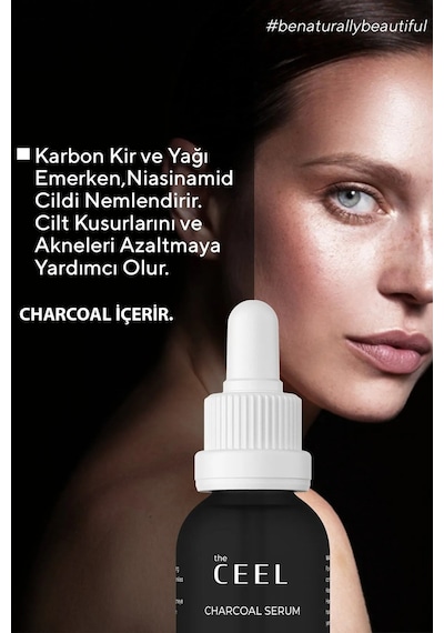 The Ceel Aha Bha Aktif Kömür Içeren Cilt Kusur Azaltıcı Niacinamide Etkili Siyah Serum 30 Ml