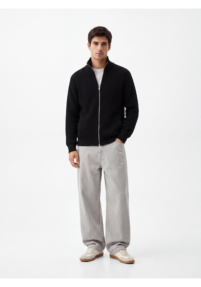 LTB Regular Fit Dik Yaka Triko Siyah Hırka