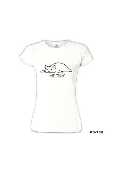 Kedi - Not Today Beyaz Kadın Tshirt 001