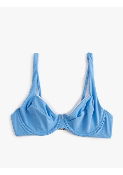 Koton Bikini Üstü Dantel Şeritli Balenli Mavi 4sak10174mm Mavi