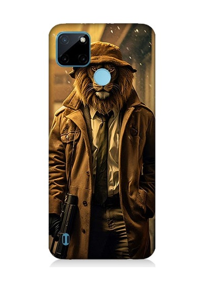 Realme C21y Uyumlu Aslan Dedektif Desenli Silikon Kılıf