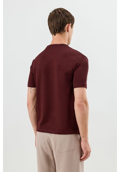 Antioch Pamuklu Düğmeli Yaka T-shirt Bordo