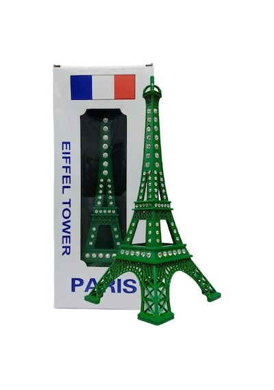Metal Paris Eyfel Kulesi Yeşil Kristal Taşlı 25cm