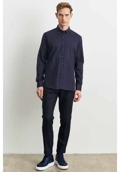 AC&Co / Altınyıldız Classics Erkek LACI Slim Fit Dar Kesim Düğmeli Yaka Gabardin Desenli Gömlek Çok Renkli