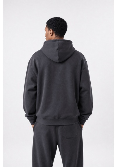 Erkek Respire Basic Oversize Hoodie Füme