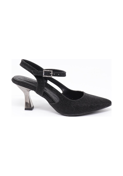 Nesilshoes Nesil Shoes Özma 362 Siyah Simli Topuklu Kadın Ayakkabı